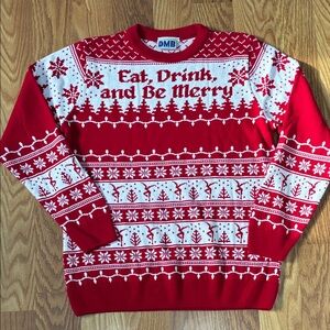 Red and White Festive Men's Sweater